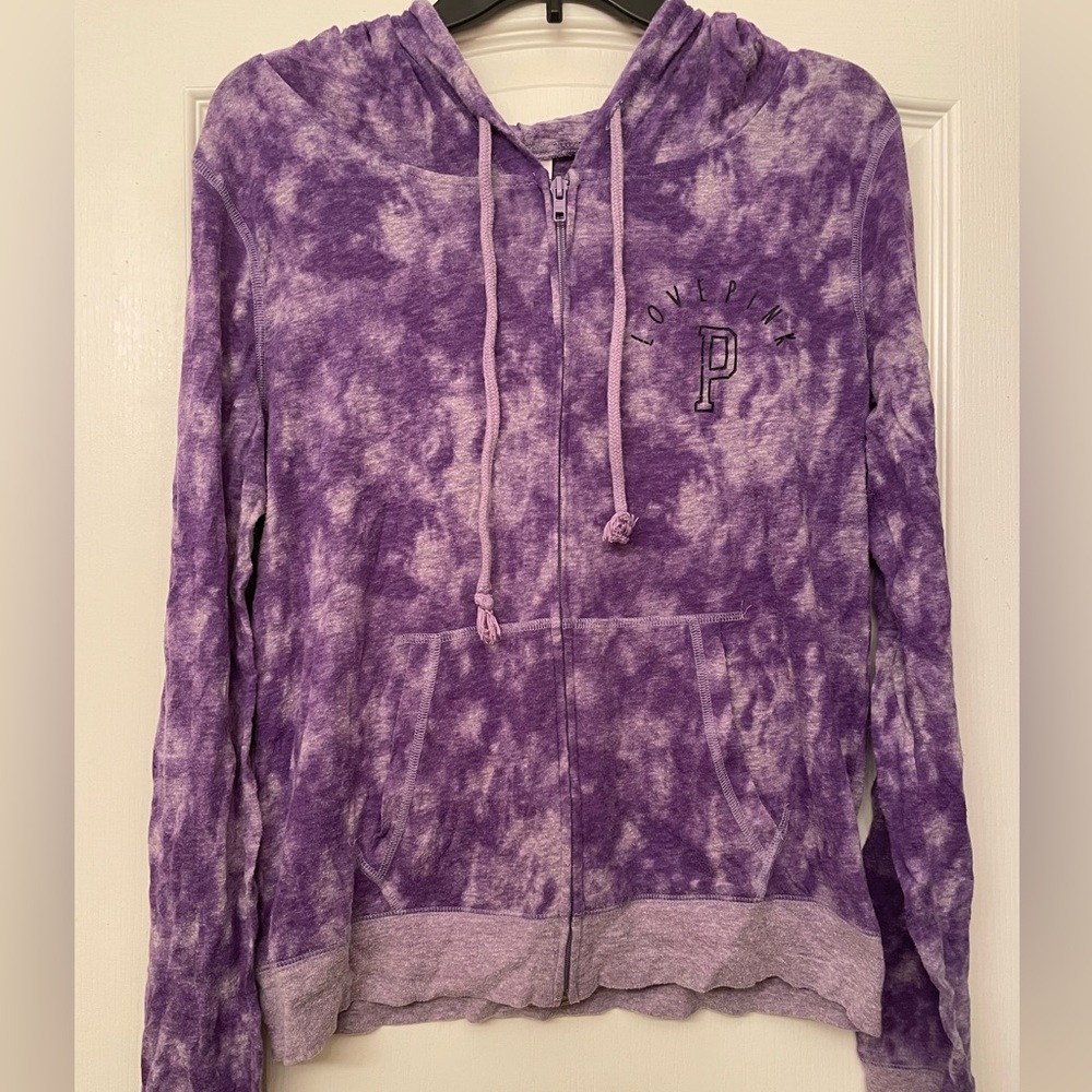 Pink by Victoria’s Secret - Purple Tie Dye Zip-Up Hoodie LARGE